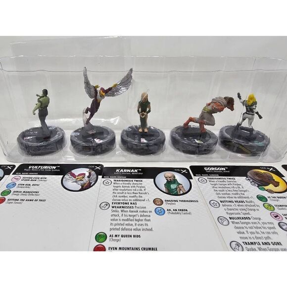 MARVEL HEROCLIX EARTH X BOOSTER PACK OPEN BOX W/ ALL CARDS KARNAK GORGON 5 PIECE - Picture 1 of 8